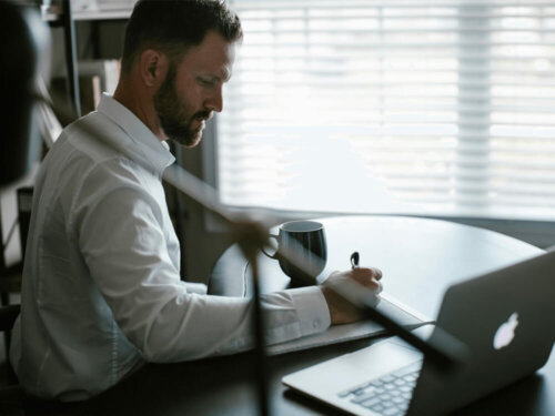 Josh Crisp Working at Desk